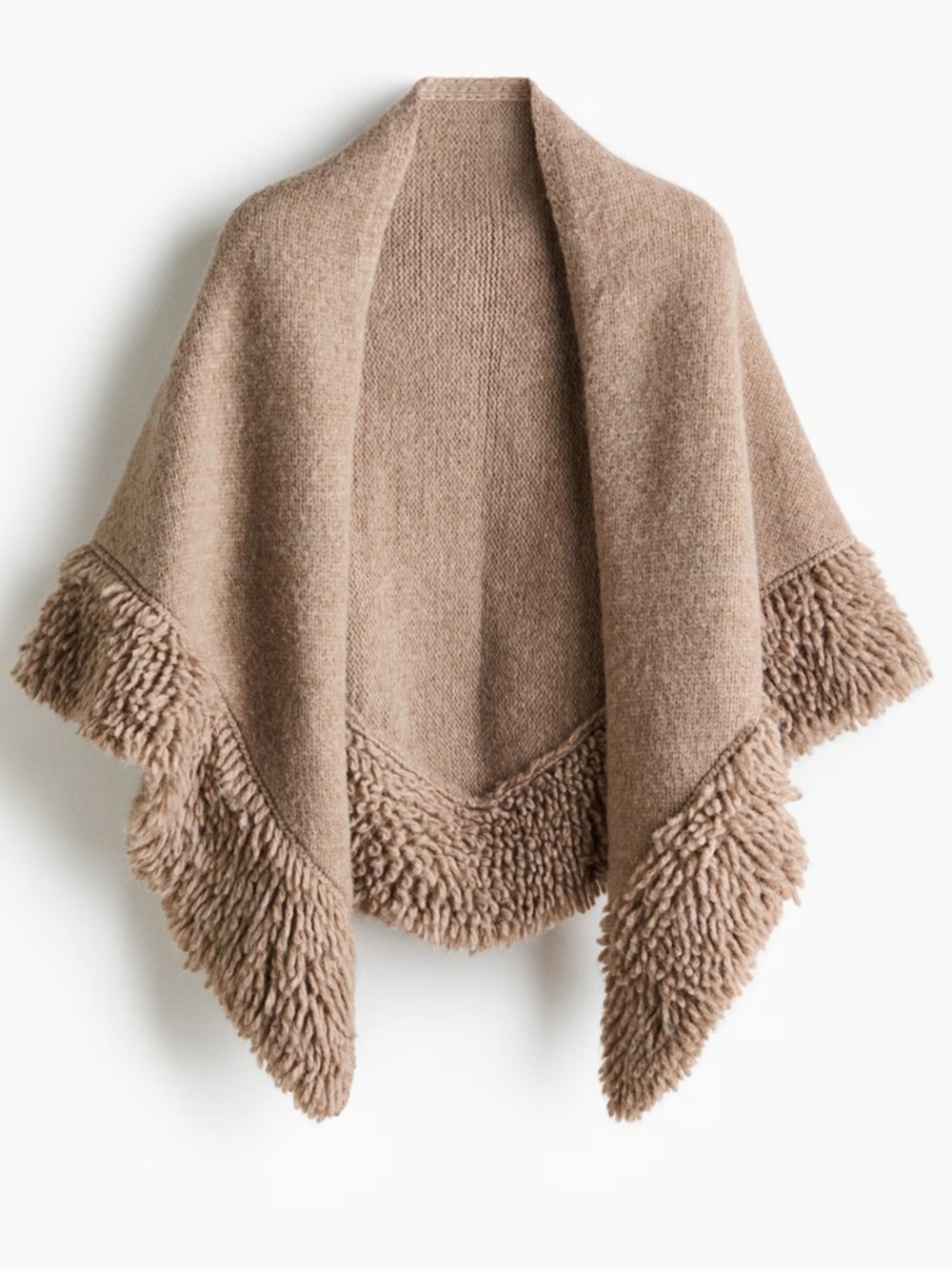 H&M NWT Beige Knit Cape with Fringe
